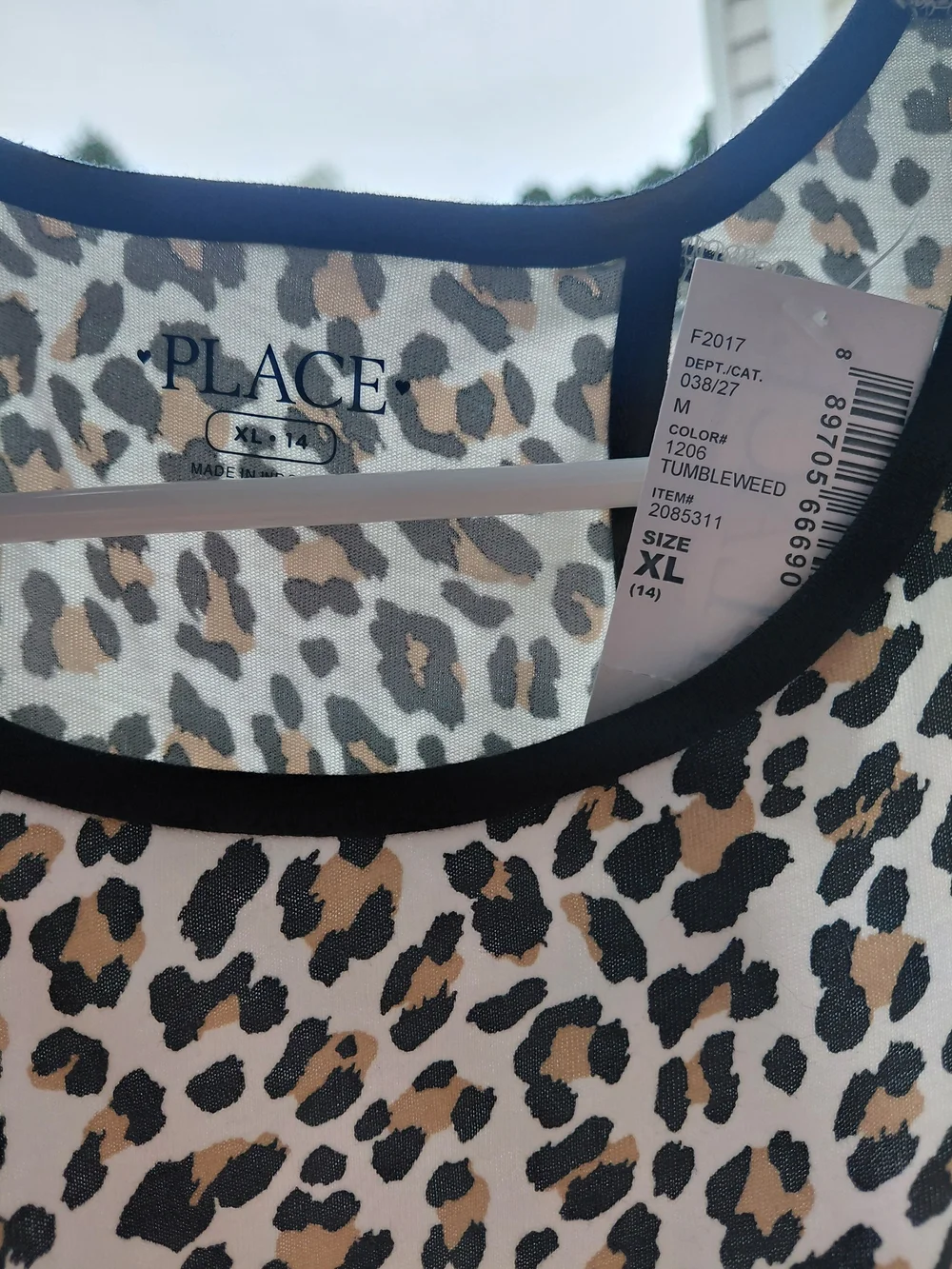 New Children's Place Leopard-Print Tank Dress with Black Trim